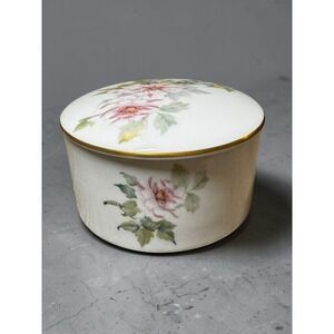 Rochard Limoges France Floral Porcelain Trinket Box w Lid 4.75"